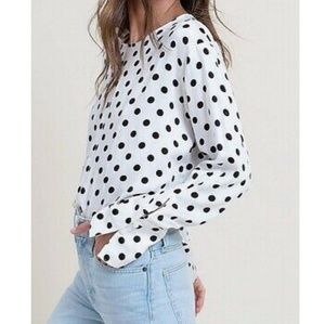 Something Navy White Black  Polka-do blouse